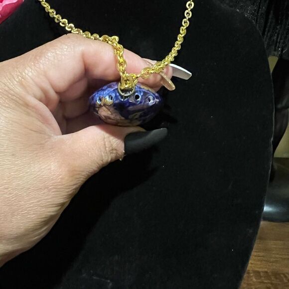 Vintage Pomander Necklace, Lord Nelson Pottery, Ceramic Scent Pendant - Picture 3 of 4